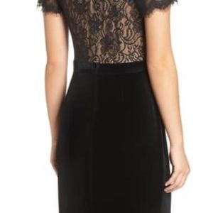 Tadashi Shoji velvet sheer top cocktail dress